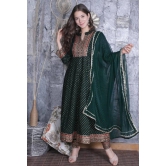 Womens Rayon Kurti with Bottom Set-2XL / Green