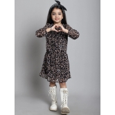 MINI & MING Girls Animal Print Georgette Fit & Flare Dress