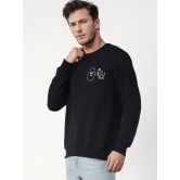 UrbanMark Men Regular Fit Printed Full Sleeves Round Neck Fleece Sweatshirt-Black - None