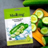 MasKing Beauty Facial Sheet Mask Cucumber, Lemon, Pomegranate, Kiwi & Honey for Skin Calming, Brightening, Regeneration, Lightening & Glowing for Women & Men, 100ml (Combo Of 5)