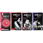 MANFORCE CONDOMS CHOCALATE STRAWBERRY LITCHI  BLACK GRAPS Condom (Set of 4 40 Sheets)