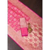 Strawberry dual tone Intricate Banarasi Katan silk saree with Meenakari Jaal  | SILK MARK CERTIFIED