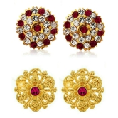 Vighnaharta Traditional South Culture Alloy Gold Plated Stud Earring Combo set ( Pack of- 2 Pair Earrings) - Golden