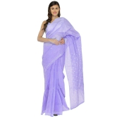 Lavangi Women Lucknow Chikankari Keel Work Mauve Cotton Saree With Blouse