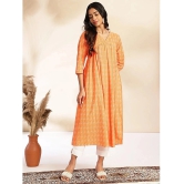 Janasya Cotton Printed A-line Womens Kurti - Orange ( Pack of 1 ) - None