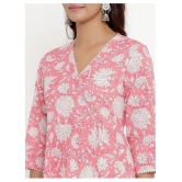 Angiya Pink Cotton Anarkali Kurti - - M