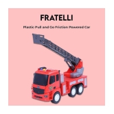 FRATELLI Plastic Pull and Go Friction Powered Car, Red FIRE Engine Big Truck