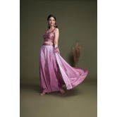 Pink Embroidered Chinnon Party Wear Palazzo