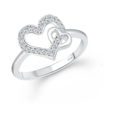 Vighnaharta Incredible Heart Rhodium Plated  CZ Ring  for Women- (  VFJ1598FRR8 ) - None