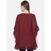 ALL WAYS YOU PRIVATE LIMITED Poly Crepe Fabric Western Wear With Half Sleeves & Round Neck Red L