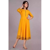 SIPET - Yellow Rayon Womens Flared Kurti ( Pack of 1 ) - None