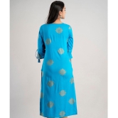 MAUKA - Blue Rayon Women's Straight Kurti ( Pack of 1 ) - None