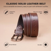 Red Tape Genuine Brown Leather Belt For Men | Solid Leather Belt | Classic and Durable