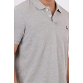 Men's Grey Melange Embroidery Polo T-Shirt