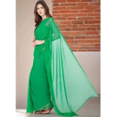 clafoutis Chiffon Solid Saree Without Blouse Piece - Green ( Pack of 1 ) - Green