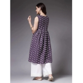 Stylum Cotton Blend Printed A-Line Womens Kurti - Purple ( Pack of 1 ) - None