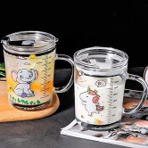 NURAT Multipurpose Cartoon Mason Jar with Glass Lid Masson Jar (350ml)