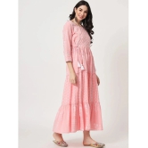 AMIRAS INDIAN ETHNICWEAR Cotton Printed Ankle Length Womens Fit & Flare Dress - Pink ( Pack of 1 ) - None