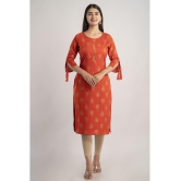 MAUKA - Orange Rayon Women's Straight Kurti ( Pack of 1 ) - None