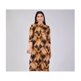 MAUKA Rayon Printed Straight Womens Kurti - Brown ( Pack of 1 ) - None