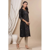 Juniper - Black Rayon Womens Straight Kurti ( Pack of 1 ) - None