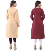 DESHBANDHU DBK - Multicolor Cotton Womens Straight Kurti ( Pack of 2 ) - None