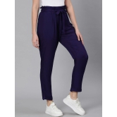 Oxolloxo Women Navy Blue Easy Wash Pleated Trousers