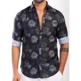 Maple Printed Black Cotton Shirt-XL - 42