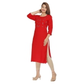 HIGHLIGHT FASHION EXPORT - Red Rayon Womens Straight Kurti - XL