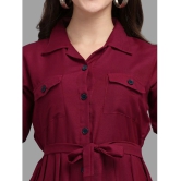 gufrina Rayon Solid Midi Womens Fit & Flare Dress - Maroon ( Pack of 1 ) - None