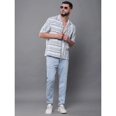 Difference of Opinion 100% Cotton Regular Fit Striped Half Sleeves Mens Casual Shirt - White ( Pack of 1 ) - None