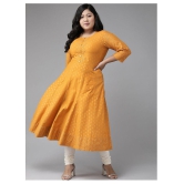 Yash Gallery - Yellow Cotton Womens Flared Kurti - 5XL