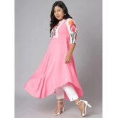 Janasya Crepe Printed Asymmetrical Womens Kurti - Pink ( Pack of 1 ) - None