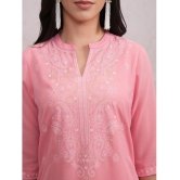 Ketch Polyester Self Design Straight Womens Kurti - Pink ( Pack of 1 ) - None