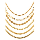 AanyaCentric - Gold Plated Chains Combo ( Pack of 6 ) - Golden