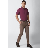 Men Purple Regular Fit Formal Half Sleeves Formal Shirt