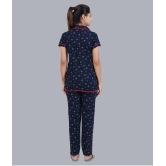 Sathiyas - Navy Cotton Womens Nightwear Nightsuit Sets ( Pack of 1 ) - None