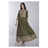 Kbz - Green Cotton Blend Womens Anarkali Kurti - M