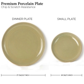 Handcrafted Chip Resistance Porcelain Dinner Set, 12 Pieces Dish Set Serving for 4, Microwave and Dishwasher Safe, Bone-ash Free, Crockery Set for Dining and Gifting, Olive Green