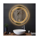 Round Wall Silver Bathroom Mirror Glass with LED Light Lamp