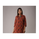 MAUKA - Red Cotton Women's Front Slit Kurti ( Pack of 1 ) - None