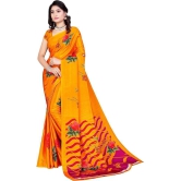 LEELAVATI - Yellow Crepe Saree With Blouse Piece ( Pack of 1 ) - Yellow