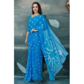 clafoutis Chiffon Dyed Saree Without Blouse Piece - SkyBlue ( Pack of 1 ) - SkyBlue