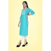 Kapadia - Light Blue Rayon Womens Straight Kurti ( Pack of 1 ) - None