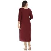 HIGHLIGHT FASHION EXPORT - Wine Rayon Womens Straight Kurti ( Pack of 1 ) - None