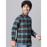 Oxolloxo Boys Relaxed Buffalo Tartan Checked Band Collar Cotton Casual Shirt