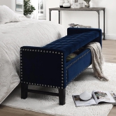 Royal Blue Premium Wood Upholstered Flip top Storage Bench-Blue