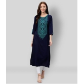 KIPEK - Blue Rayon Womens Straight Kurti - XXL