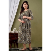 KASHVI Creation Women's Cotton Floral Printed Anarkali Maternity Feeding Kurti-Green