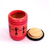 Channapatna Wooden Utility Jar - Small (Pink & Yellow) | Set of 2-